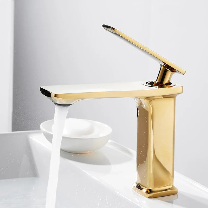 Afralia™ Brass Basin Faucet: Single Handle Mixer Taps, Deck Mounted Bathroom Sink Faucets