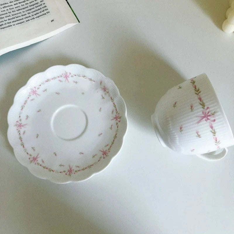 Afralia™ Rose Relief Ceramic Tea Cup Set