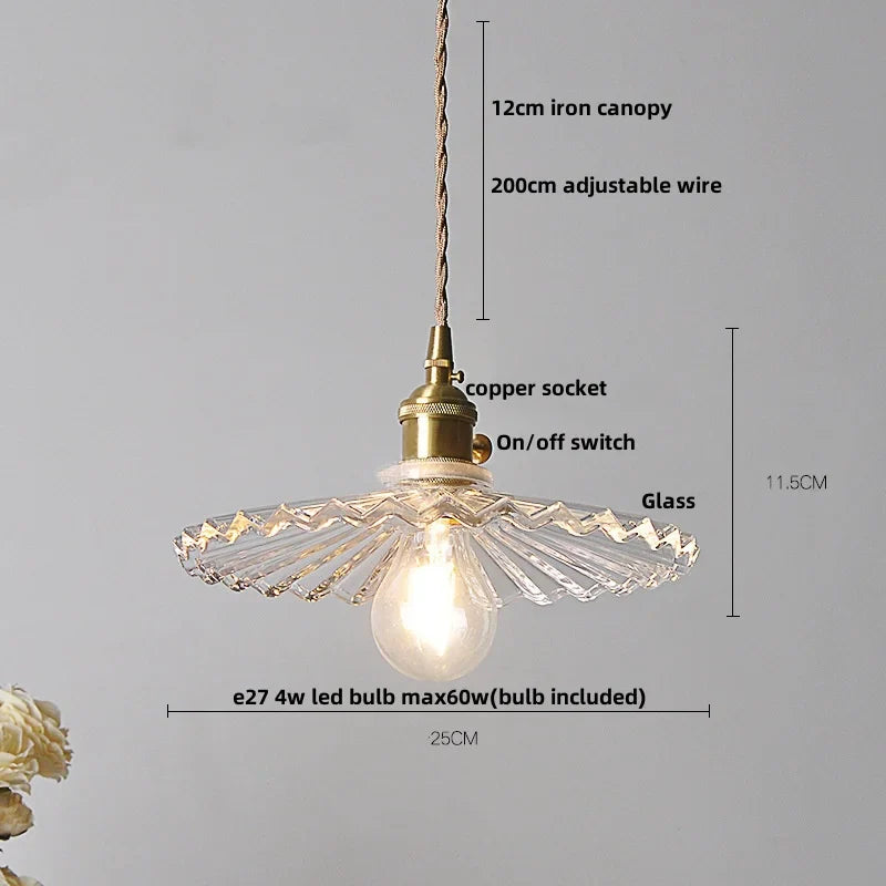 Afralia™ Nordic LED Wall Light Fixture Wood Glass Copper Hanging Lamp