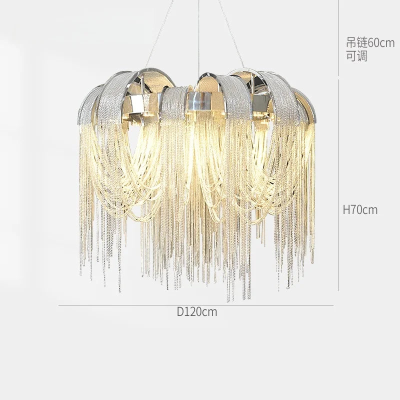 Afralia™ Round Tassel Chandelier: Nordic Light Luxury for Living & Dining Rooms