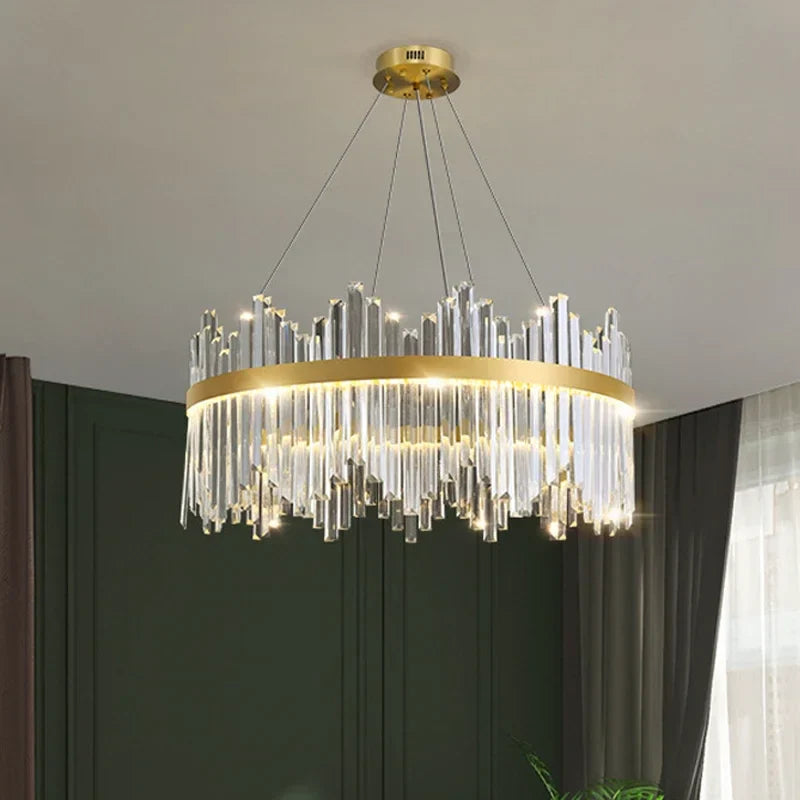 Afralia™ Shiny Crystal Chandelier Dimmable LED Luxury Ceiling Light