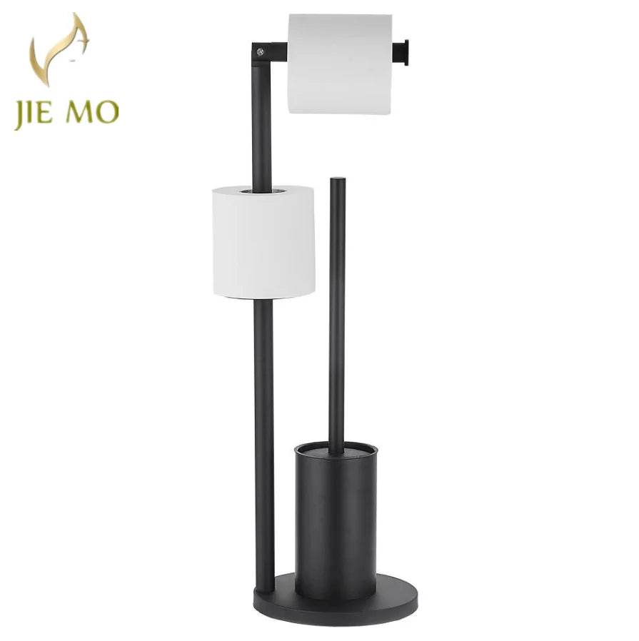 Afralia™ Stainless Steel Toilet Brush & Paper Towel Holder Stand