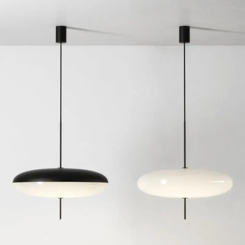 Afralia™ Modern Saucer Pendant Light 30/50cm Black White for Home & Commercial Decor