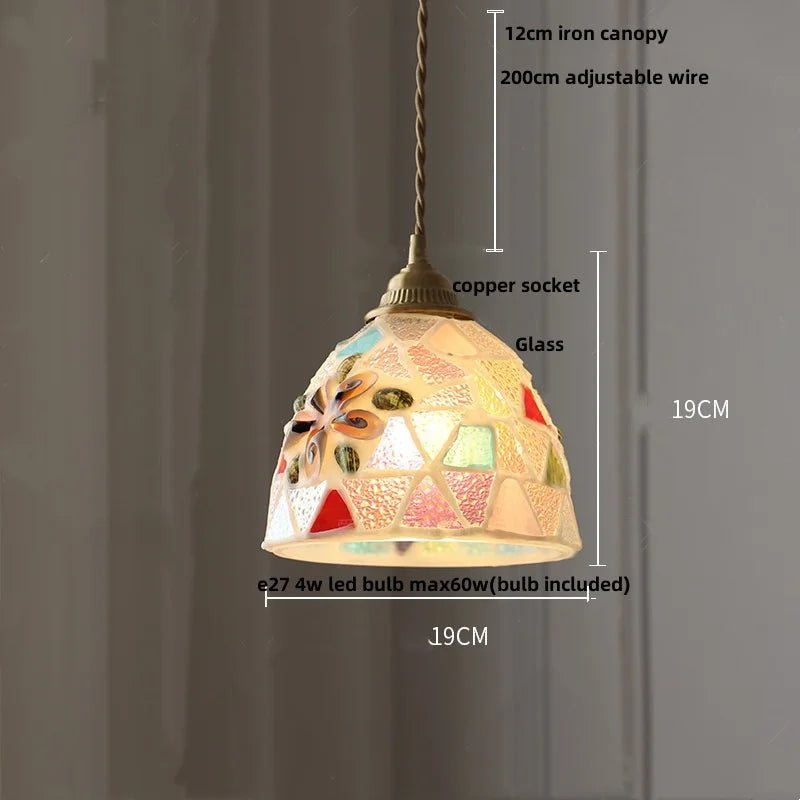 Afralia™ Tiffany Conch Glass LED Pendant Light - Adjustable & Colorful for Reading, Children, Dining Room