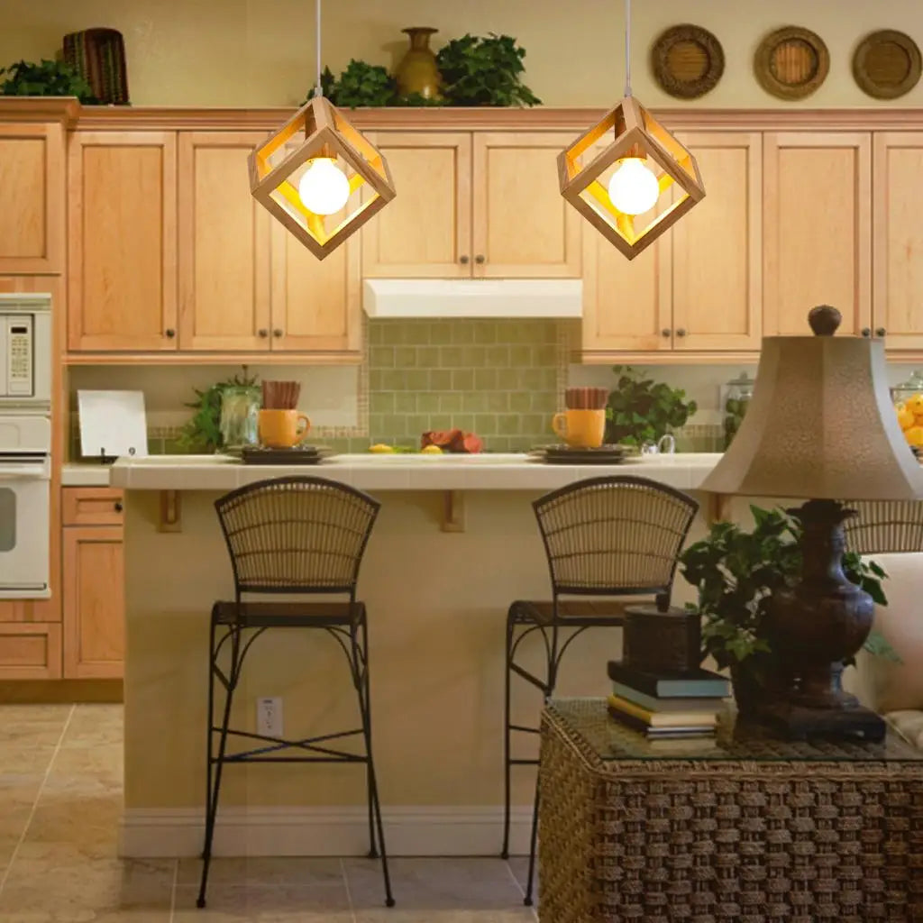 Afralia™ Wood Pendant Lights for Dining Room Kitchen LED Lighting