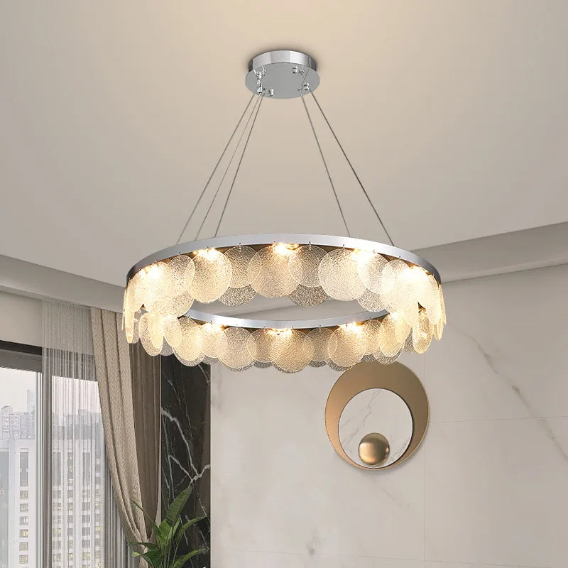 Afralia™ Modern Chrome Steel Ceiling Chandelier: Stylish LED Ceiling Lights for Living Room Décor