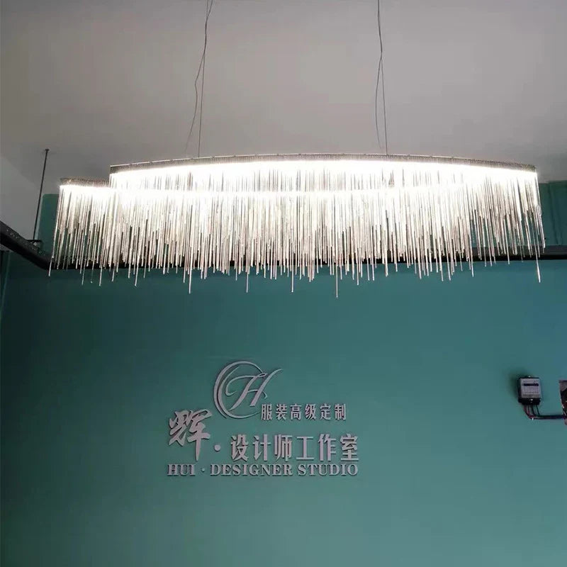 Afralia™ Luxury Chain Tassel Chandelier Light for Living Room, Art Hotel, Restaurant