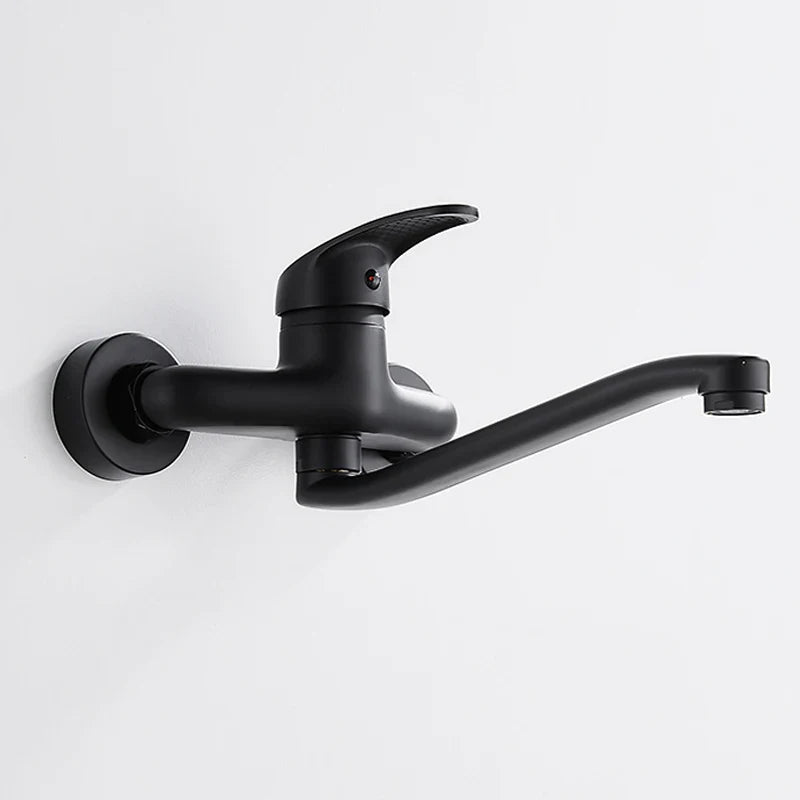 Afralia™ Dual Hole Kitchen Faucet, Black Brass Chrome Mixer Tap for Sink