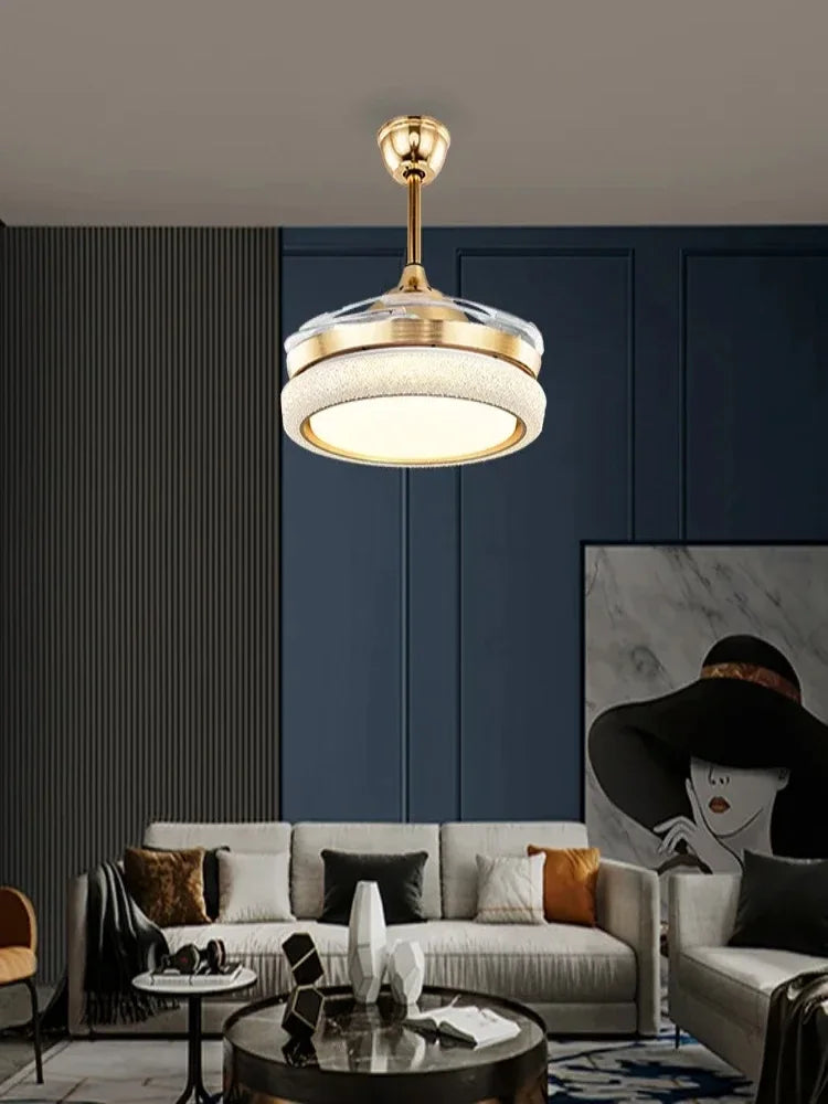 Afralia™ 42" Invisible Ceiling Fan Light Remote Control LED Retractable Blades.