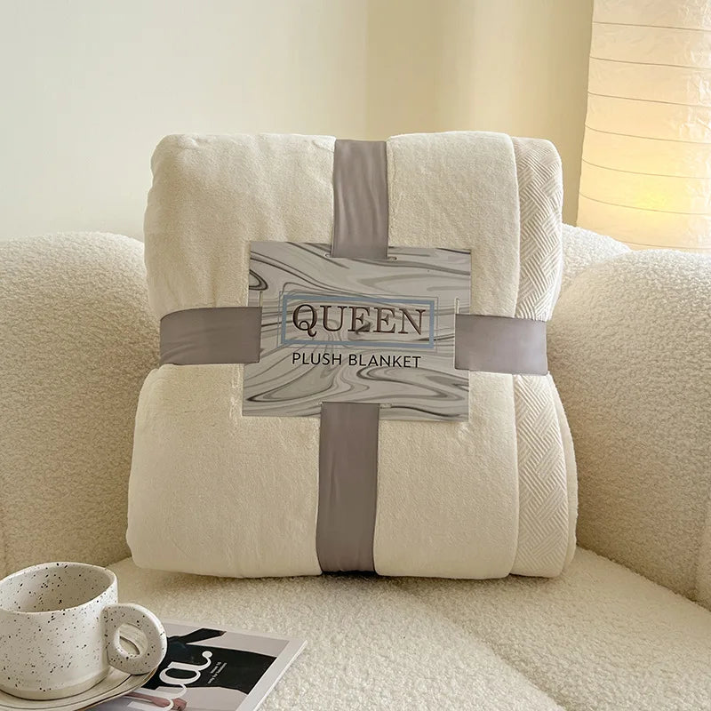 Afralia™ Luxury Soft Milk Velvet Raschel Blanket with Carved Edging