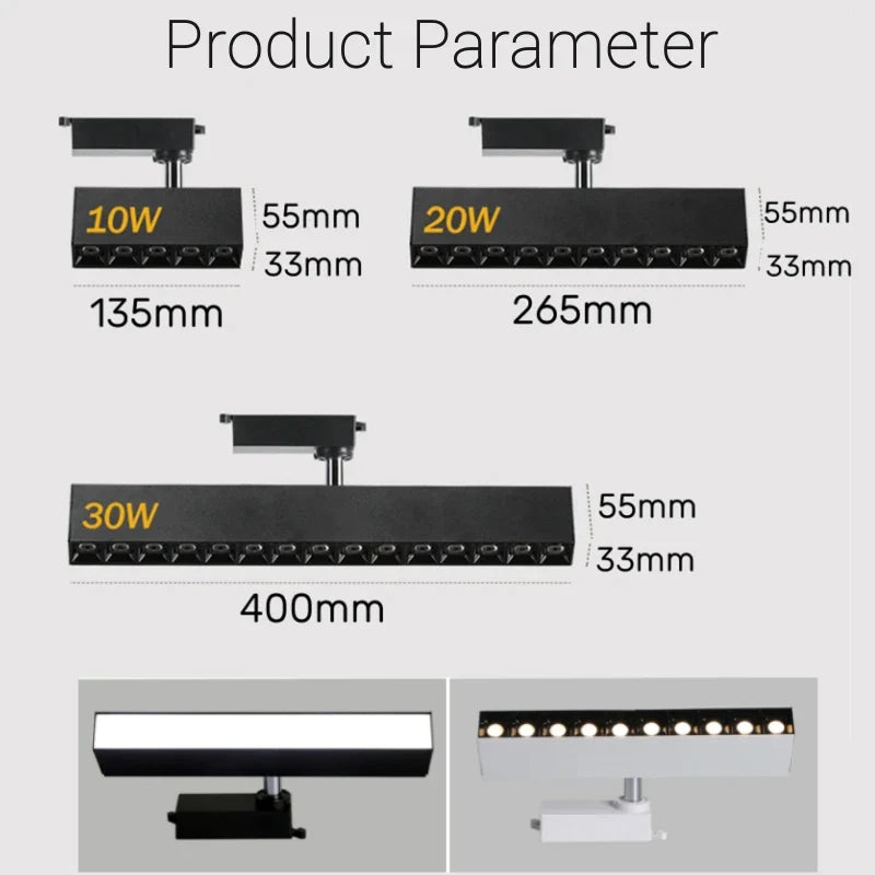 Afralia™ 30W LED Linear Grille Track Spotlights for Living Room and Store Track Lighting