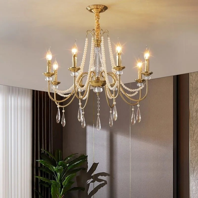 Afralia™ Luxury Crystal Chandelier Foyer Pendant Light American Style Home Decor