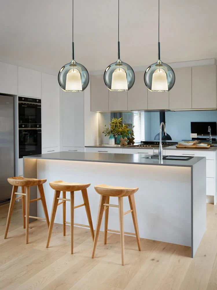 Afralia™ Glass Ball Pendant Lights: Italian Designer Hanging Lamp for Dining Room, Kitchen Island