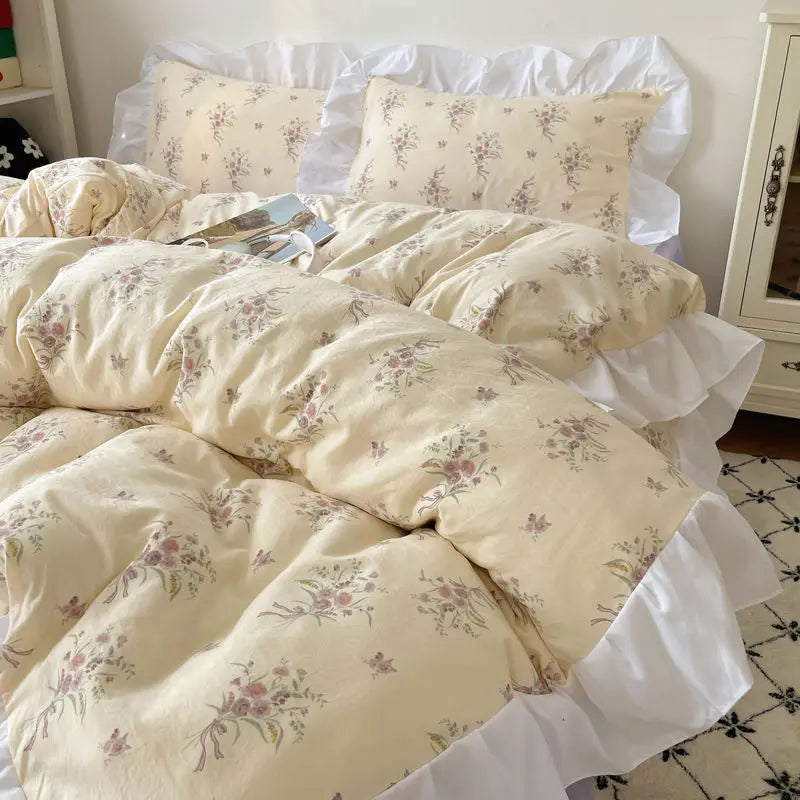 French Lace Printed Bedding Set by Afralia™ - Cozy Skin-Friendly Comfort for Adults and Kids