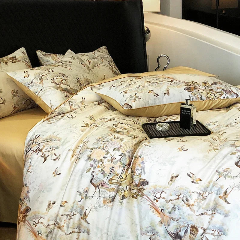 Afralia™ Colorful Egyptian Cotton Bedding Set for King Queen Europe Bed Linens