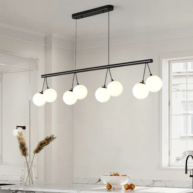 Afralia™ Magic Bean Pendant Chandelier White Glass Ball LED Lighting