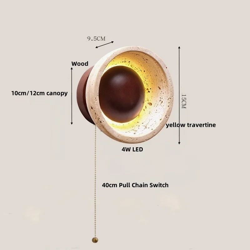 Afralia™ Vintage LED Wall Light Fixture Natural Stone Plug In Bedside Lamp