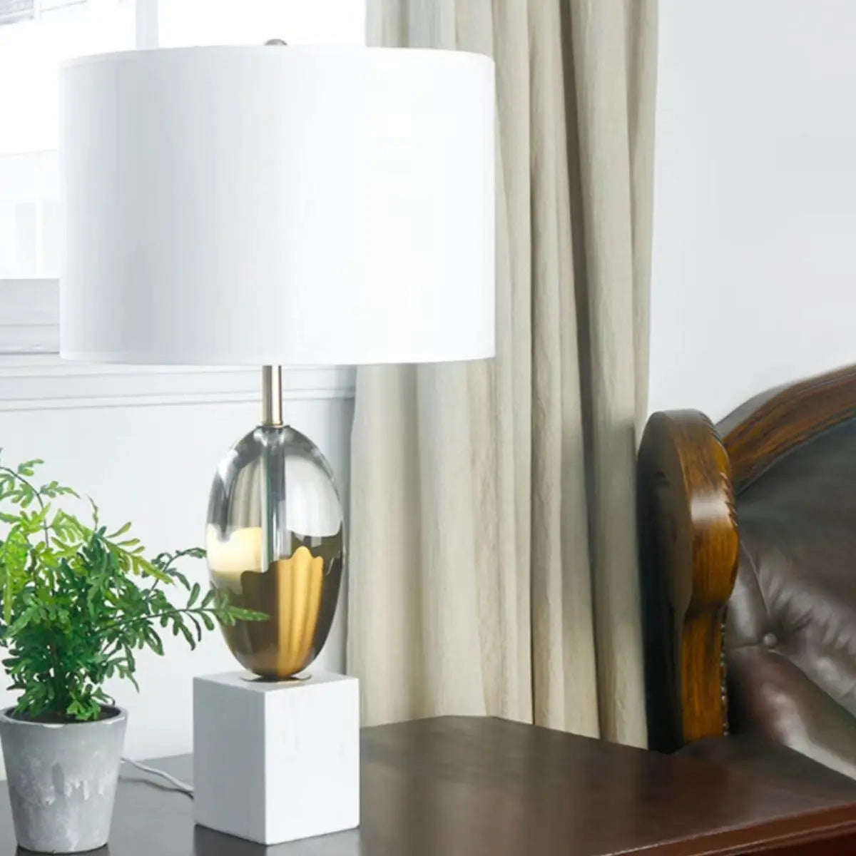 Afralia™ Crystal Fabric Table Lamp: Nordic Design for Bedside, Desk, Living Room & Bedroom