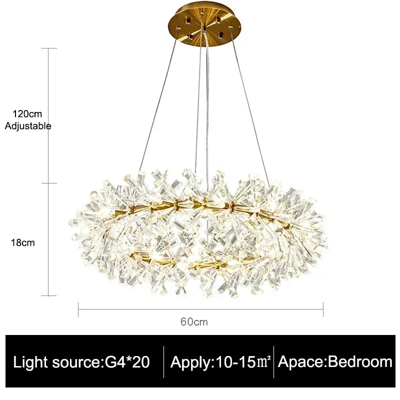 Afralia™ Luxury Crystal Chandelier LED Ceiling Light for Living Room & Bedroom