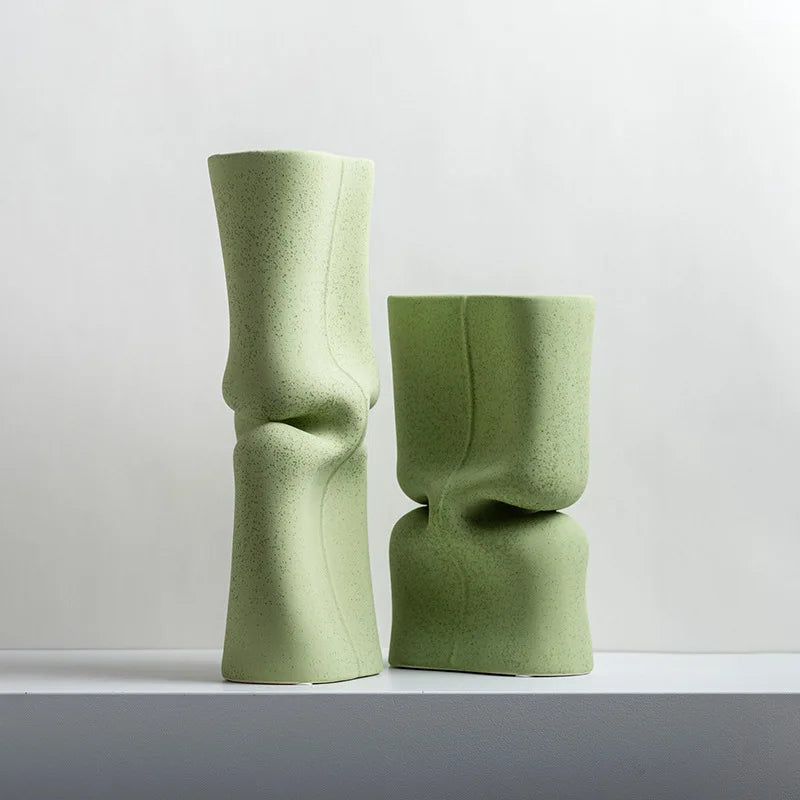 Afralia™ Green Hollow Ceramic Vase for Home Decor and Flower Arrangements