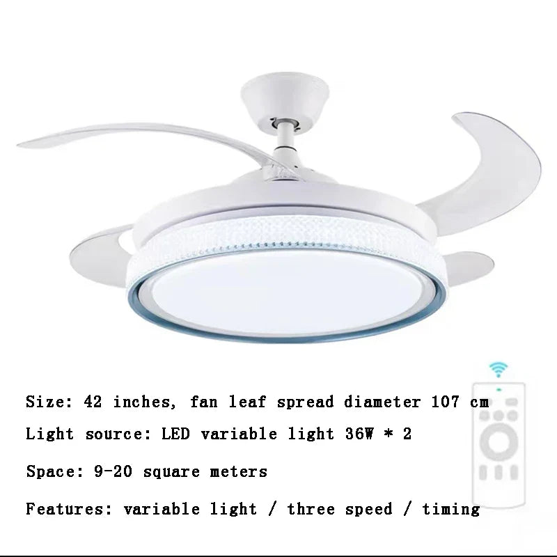 Afralia™ Modern LED Ceiling Fan with Retractable Blades and Remote Control