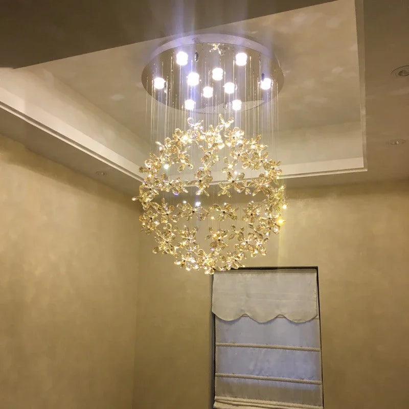 Afralia™ Luxury Crystal Butterfly Ceiling Chandelier for Living Room - Modern LED Light Fixtures