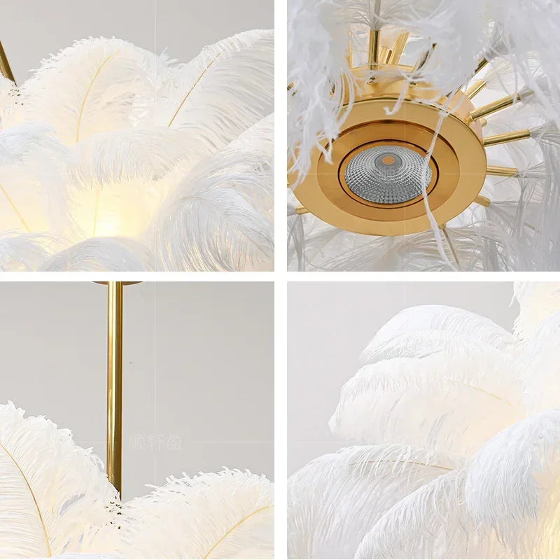 Afralia™ Feather Nordic Chandelier Ceiling Light - Home Decor for Living Room and Bedroom