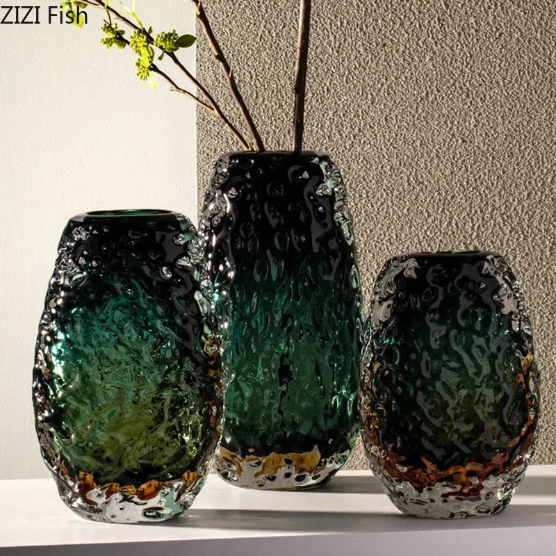 Afralia™ Deep Green Glass Vase: Elegant Hydroponics Floral Table Decoration