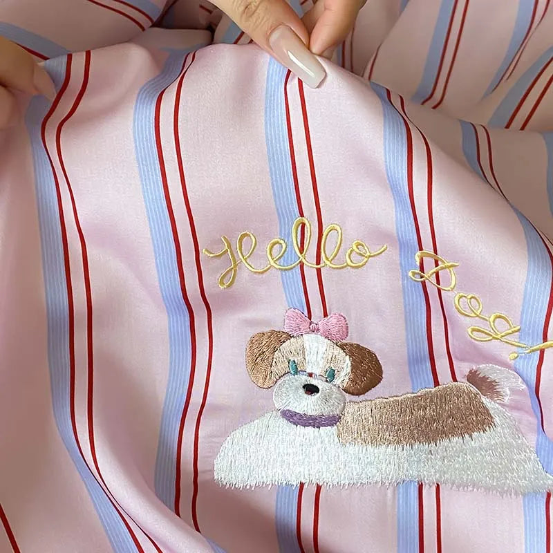 Afralia™ Cool Lyocell Fiber Striped Summer Blanket Set with Pillowcase