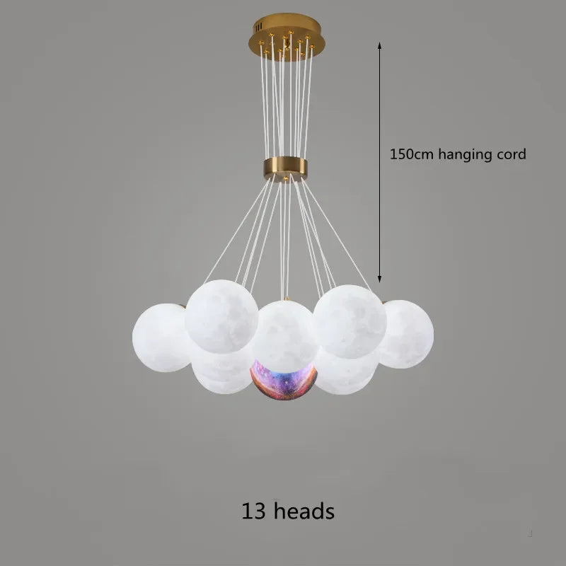 Afralia™ LED Lunar Ball Chandeliers for Living Bedroom Home Decor Lighting