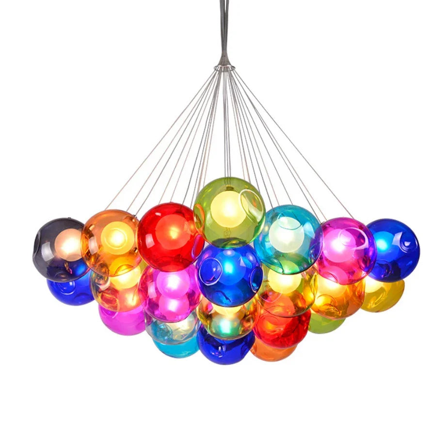 Afralia™ Colorful Glass Ball Bubble Chandelier LED Pendant for Home Dining Room Decor