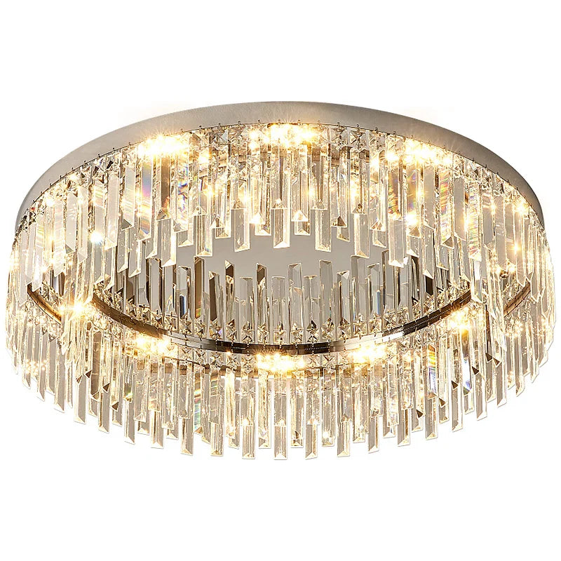 Afralia™ Luxury Crystal Round Black Gold Ceiling Chandelier for Bedroom Living Room Lighting