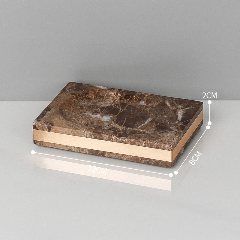 Afralia™ Emperador Dark Marble Bathroom Set: Toothbrush Holder, Soap Dispenser, Luxury Accessories