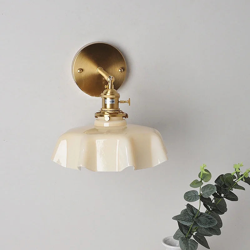 Afralia™ Nordic Yellow Glass Wall Sconce Up Down Rotation LED Lamp