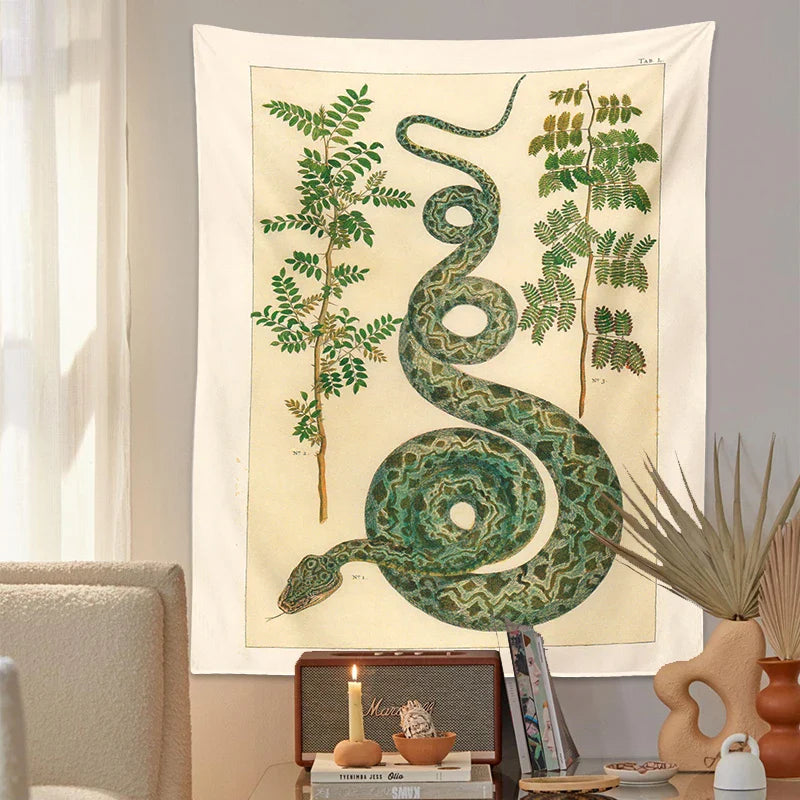 Afralia™ Celestial Snake Tapestry Wall Hanging - Hippie Botanical Dorm Decor