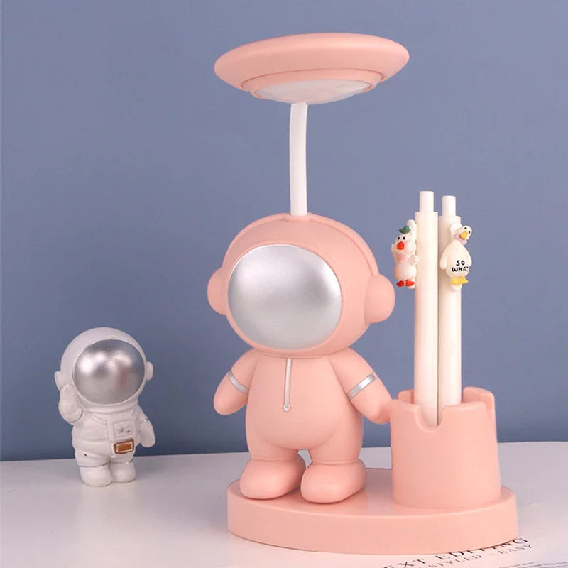 Afralia™ Astronaut Study Desk Lamp with Pencil Sharpener - Cute, Flexible & Color Adjustable