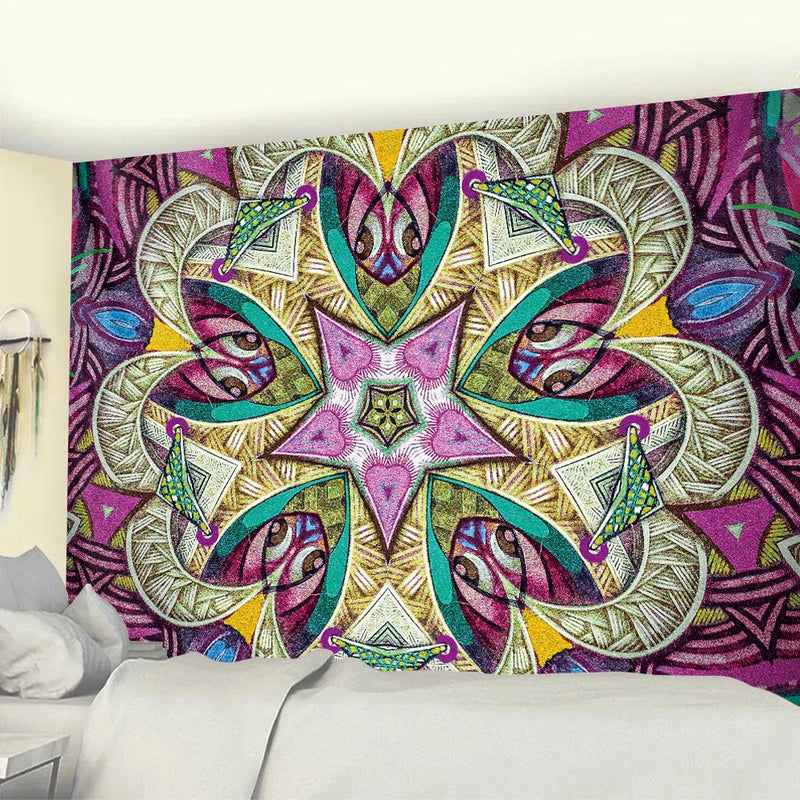 Moon Tarot Psychedelic Tapestry for Boho Home Decor - Afralia™ Mandala Wall Art