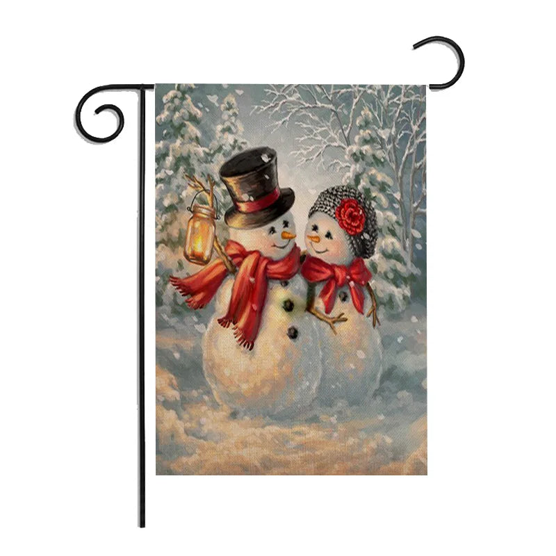 Afralia™ Santa Snowman Xmas Garden Flags - Christmas Decorations For Home