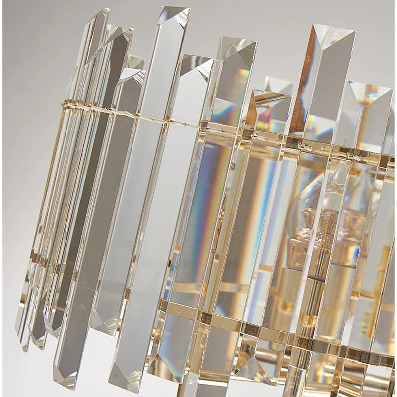 Afralia™ Crystal Round Chandelier Gold LED Modern Lustres for Living Room