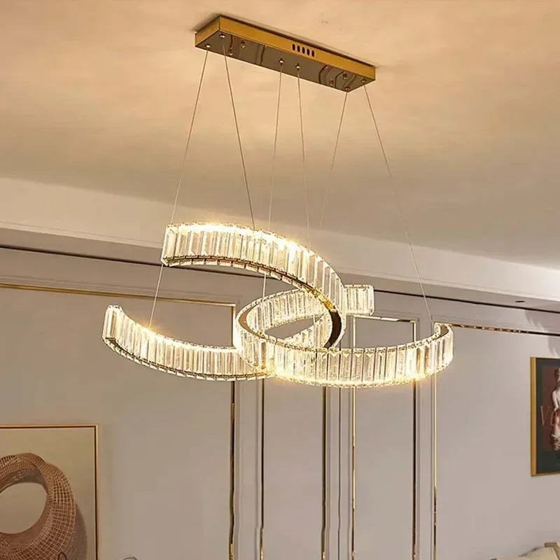 Afralia™ Gold Crystal LED Chandeliers for Home Living Dining Room Lighting