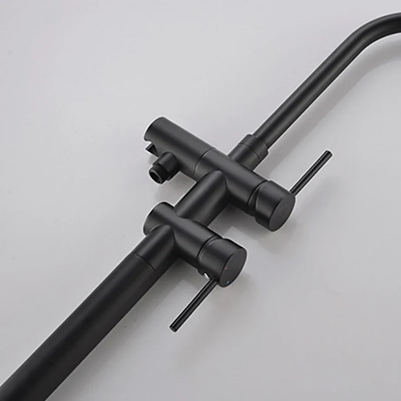 Afralia™ Matte Black Bathtub Faucet Diverter Floor Mounted Mixer Tap Brass Bath Spout Crane