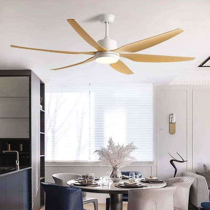 Afralia™ Modern Six-Leaf LED Ceiling Fan Light for Restaurant and Living Room