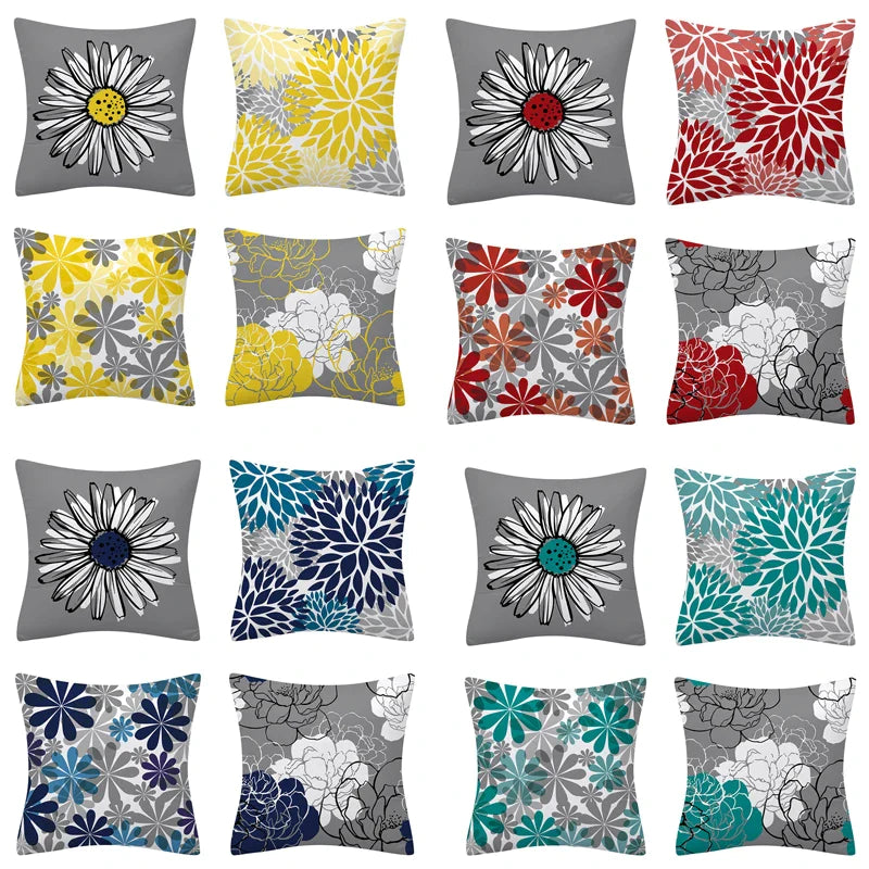 Afralia™ Modern Daisy Grey Pillow Covers for Couch, Living Room, Bed - Set of 2