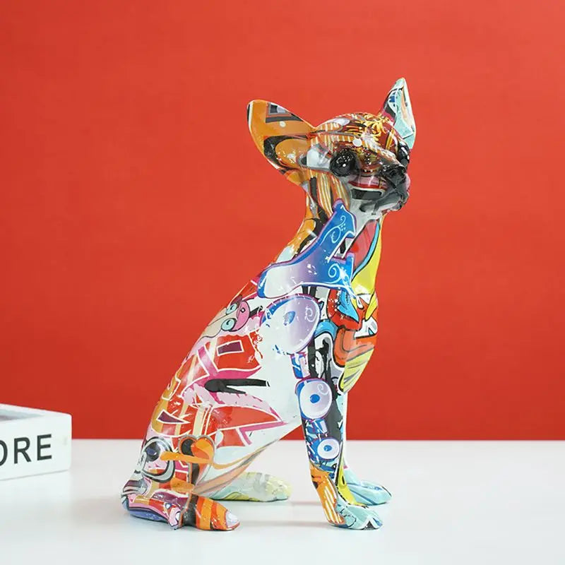 Afralia™ Chihuahua Dog Sculpture Resin Statue Pop Art Modern Home Decor