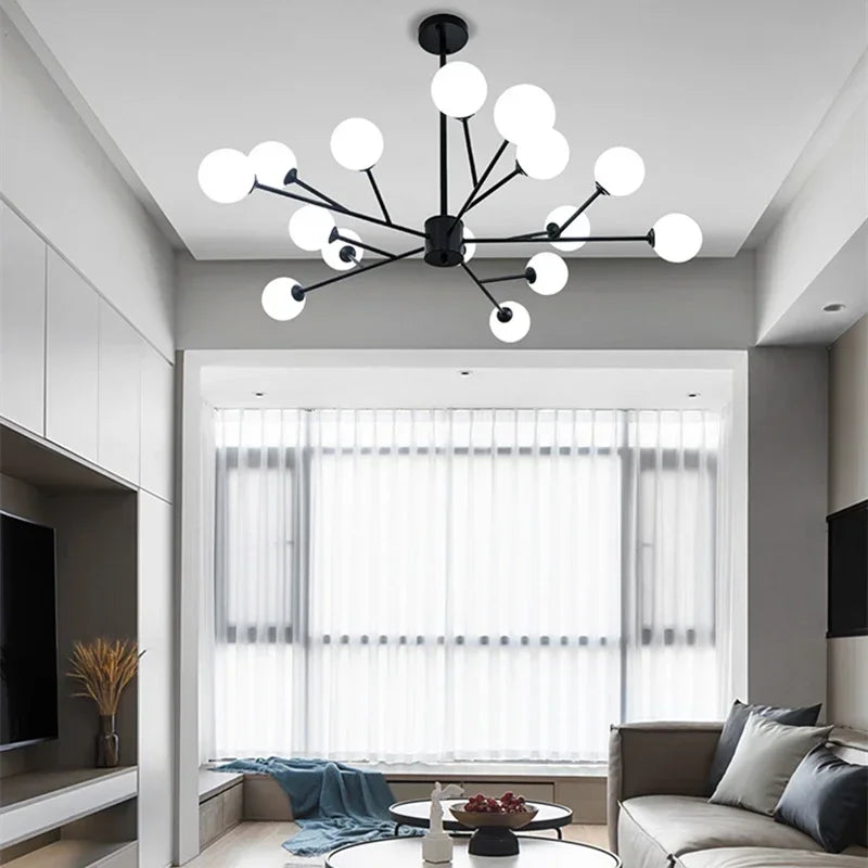 Afralia™ Glass Ball Modern Branch Chandelier - Magic Bean Design for Living Room