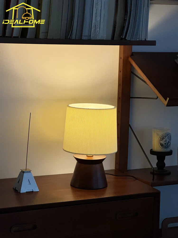 Afralia™ Solid Wood Table Lamp LED E27 Bedroom Bedside Desk Lights