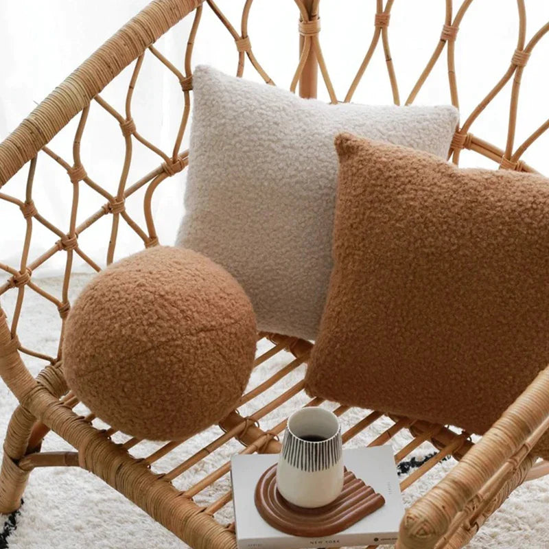 Afralia™ Boucle Teddy Throw Pillow Case Set of 2