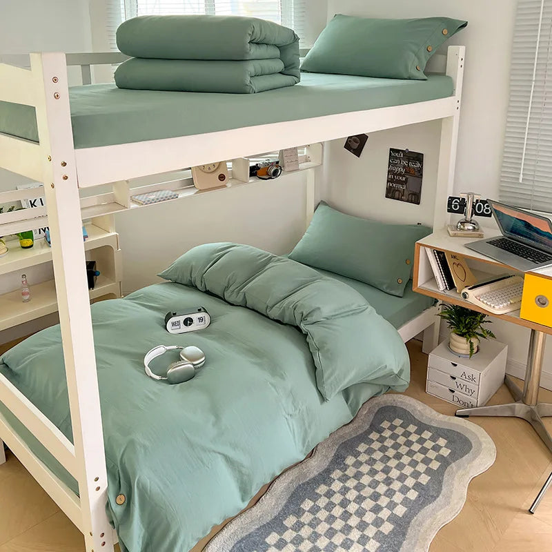 Afralia™ Nordic Solid Color Fitted Sheet Bedding Set - Skin Friendly & All Season Bed Linens