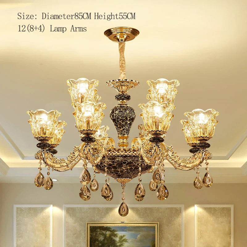 Afralia™ Luxury Crystals Chandelier Ceramic Crystal Lamp for Living Room Bedroom