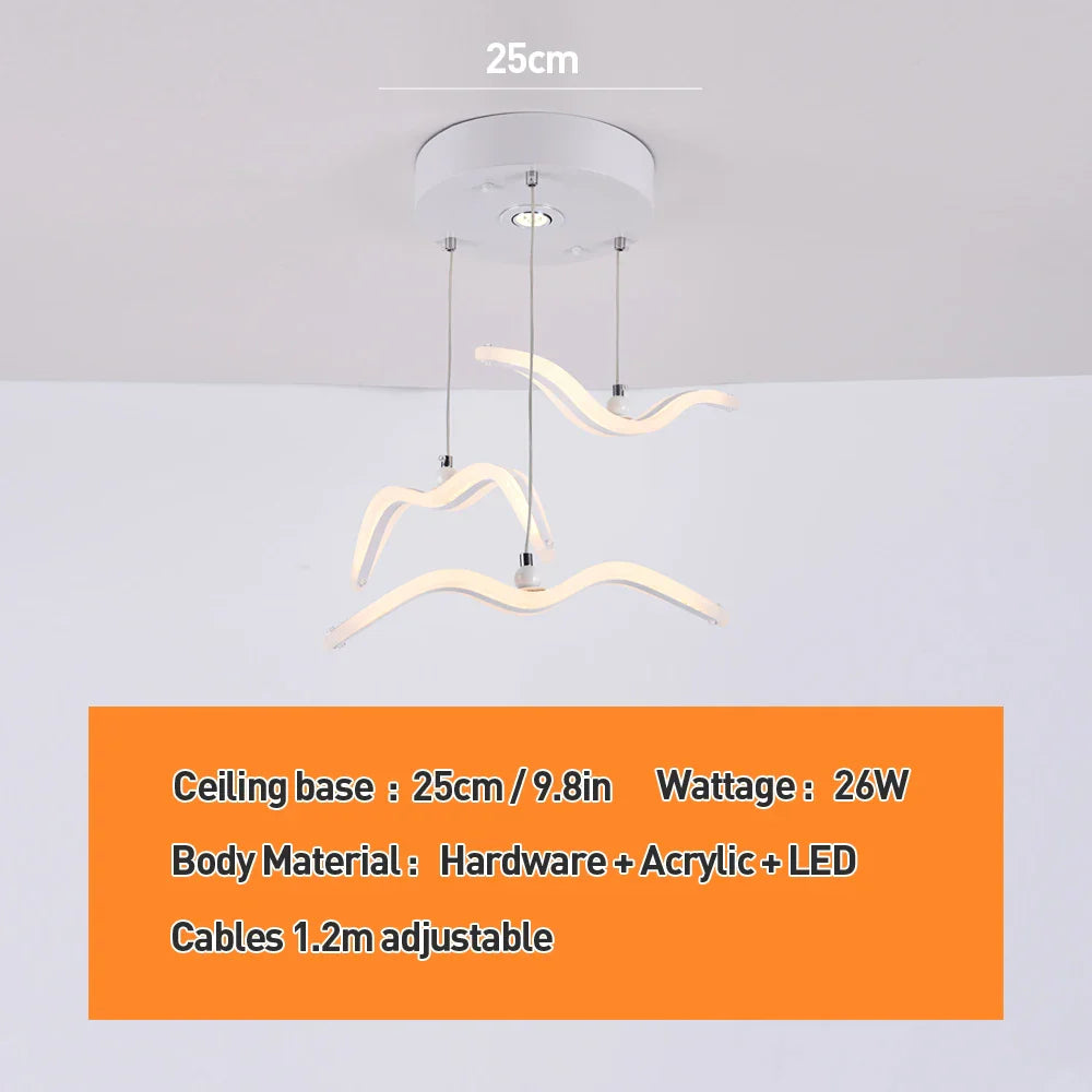 Afralia™ Seagull LED Pendant Light Modern Ceiling Lamp Nordic Chandelier Lumina